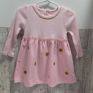 Mud Pie Pink Baby Dress with Gold Trim